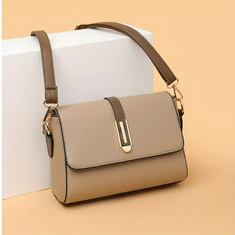 Women's Retro Crossbody Shoulder Bag PU Leather Khaki