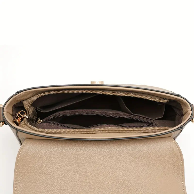 Women's Retro Crossbody Shoulder Bag PU Leather Khaki