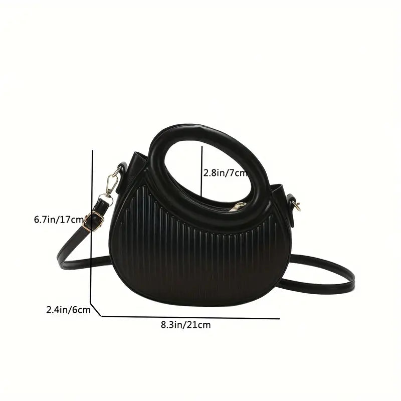 Women's Crossbody Bag Fashion Striped Round Black