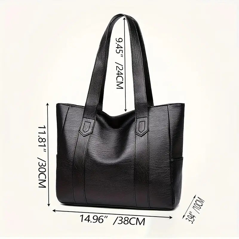 Women's Tote Bag with Baby Bag Korean Style Faux Leather Black