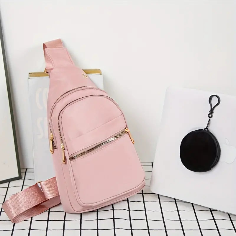 Women's Crossbody Sling Bag Oxford Fabric Everyday Use Pink