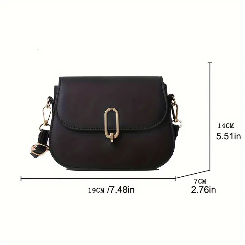 Women's Crossbody Mini Flap Saddle Bag PU Leather Black