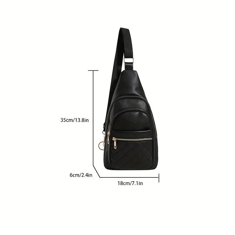 Women's Crossbody Sling Zipper Bag Classic Texture Black