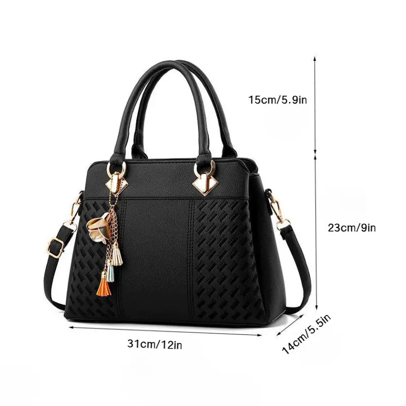 Women's Crossbody Shoulder Bag Versatile PU Leather Black