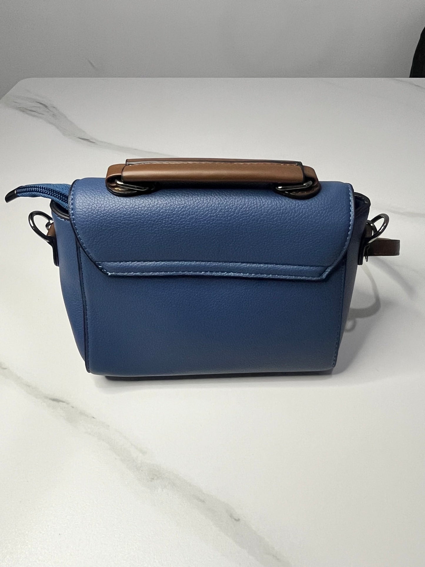 Women's Crossbody Bag, Retro Buckle Handbag PU Leather Blue