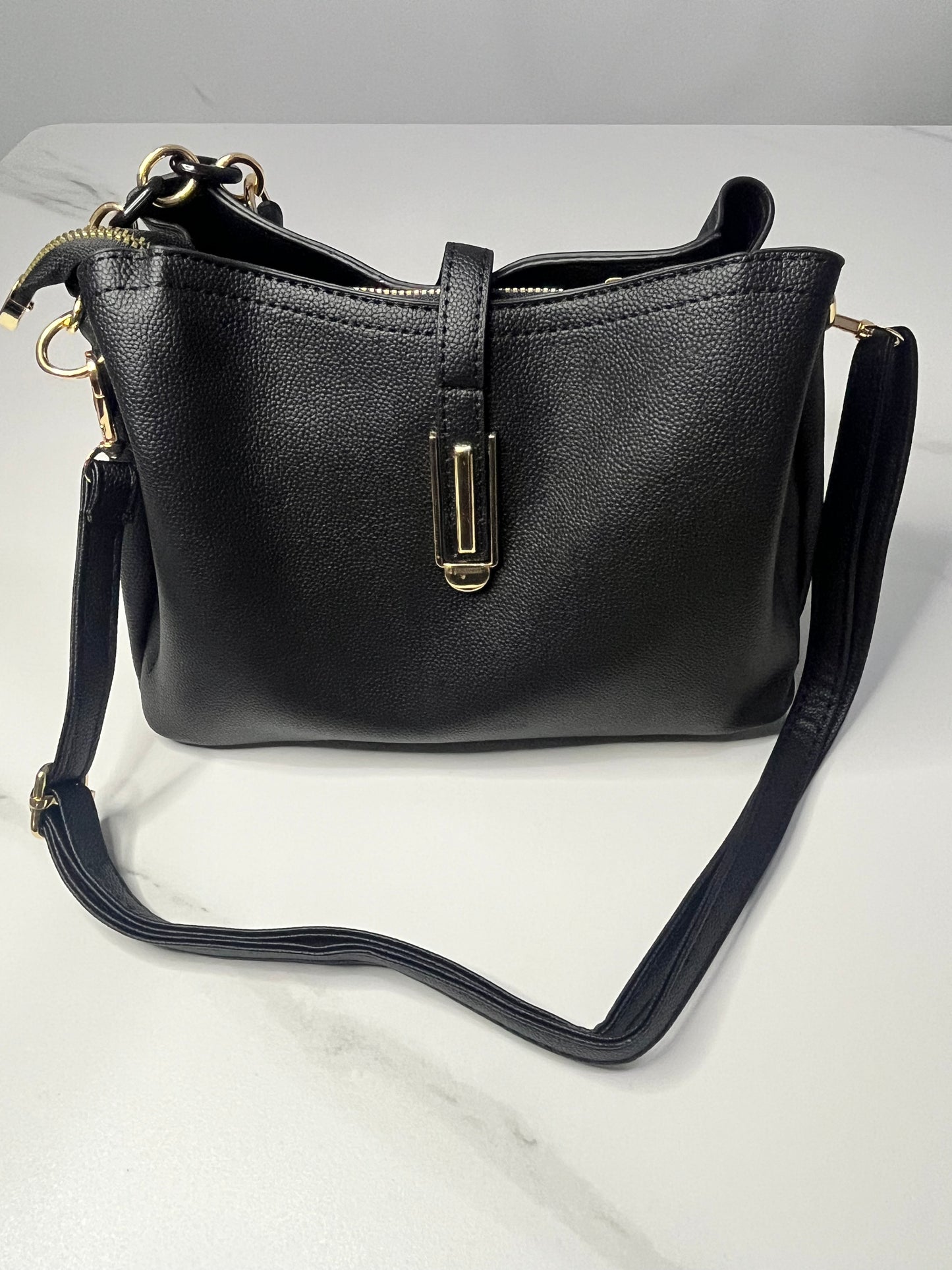 Women's Crossbody Bag Shoulder Handbag PU Leather Black