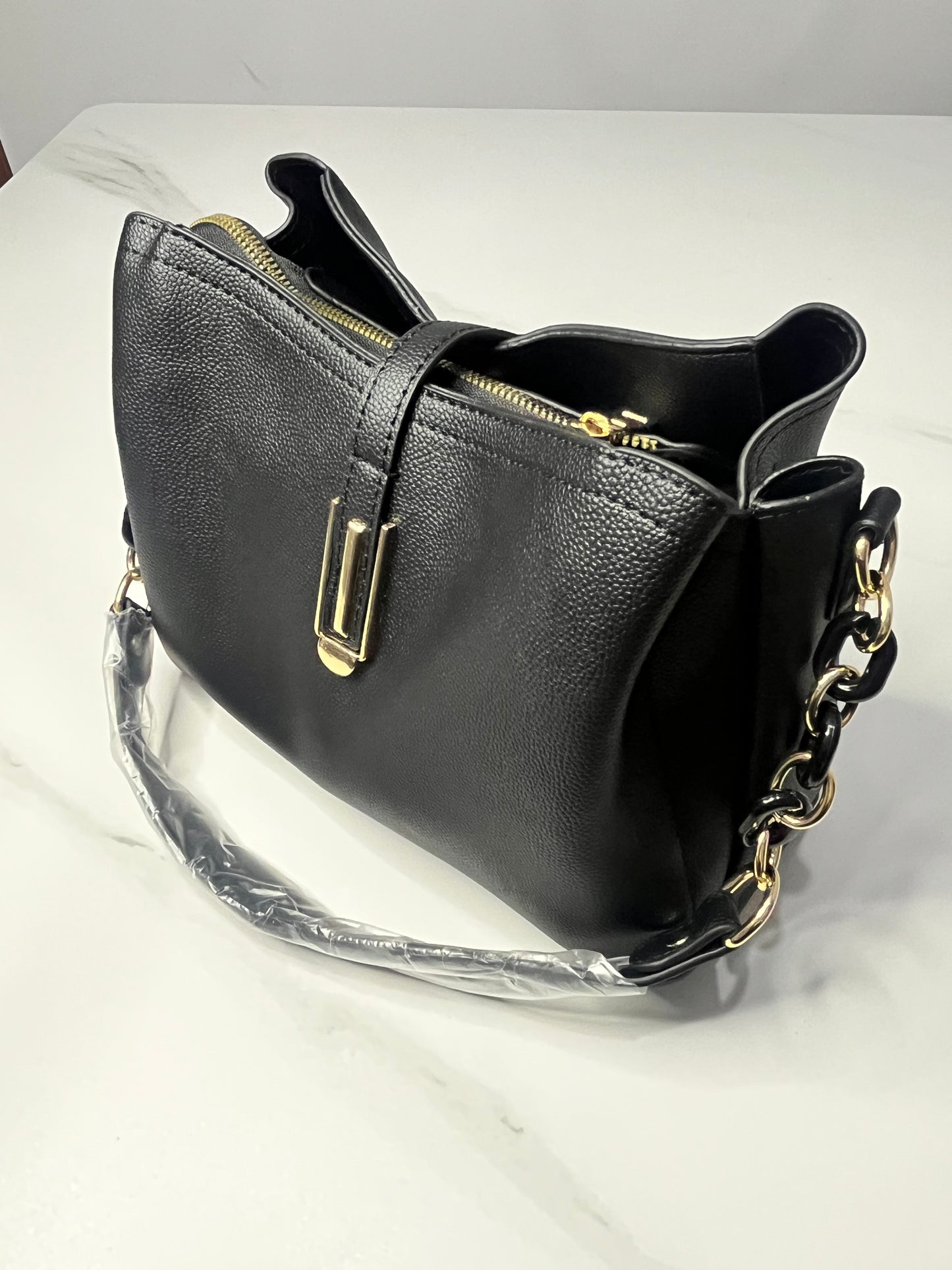 Women's Crossbody Bag Shoulder Handbag PU Leather Black