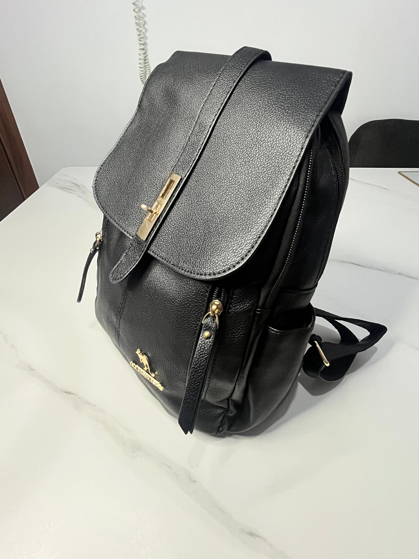 Women's Backpack Large Versatile Casual for Short Trips, Business PU Leather Black