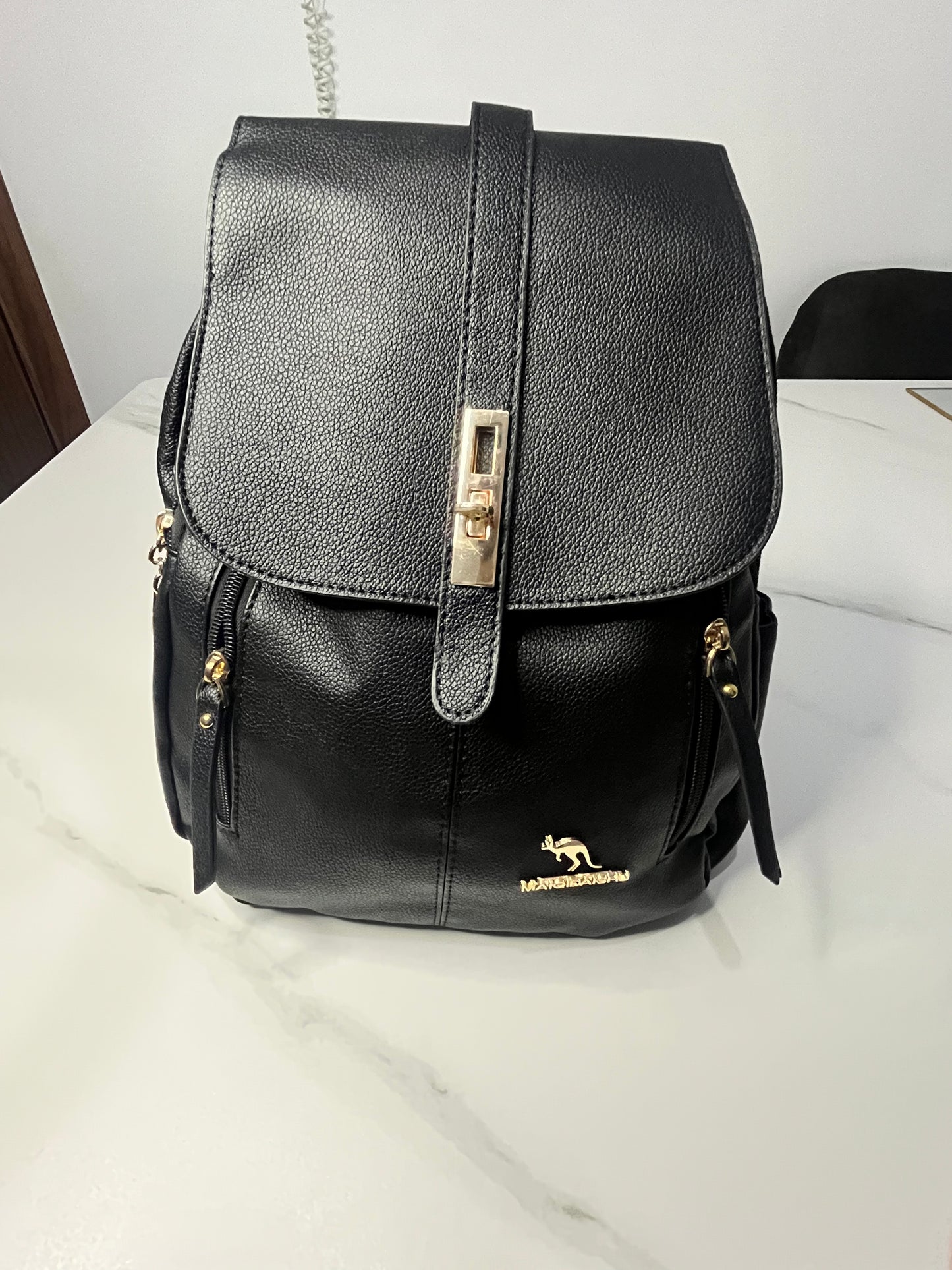 Women's Backpack Large Versatile Casual for Short Trips, Business PU Leather Black