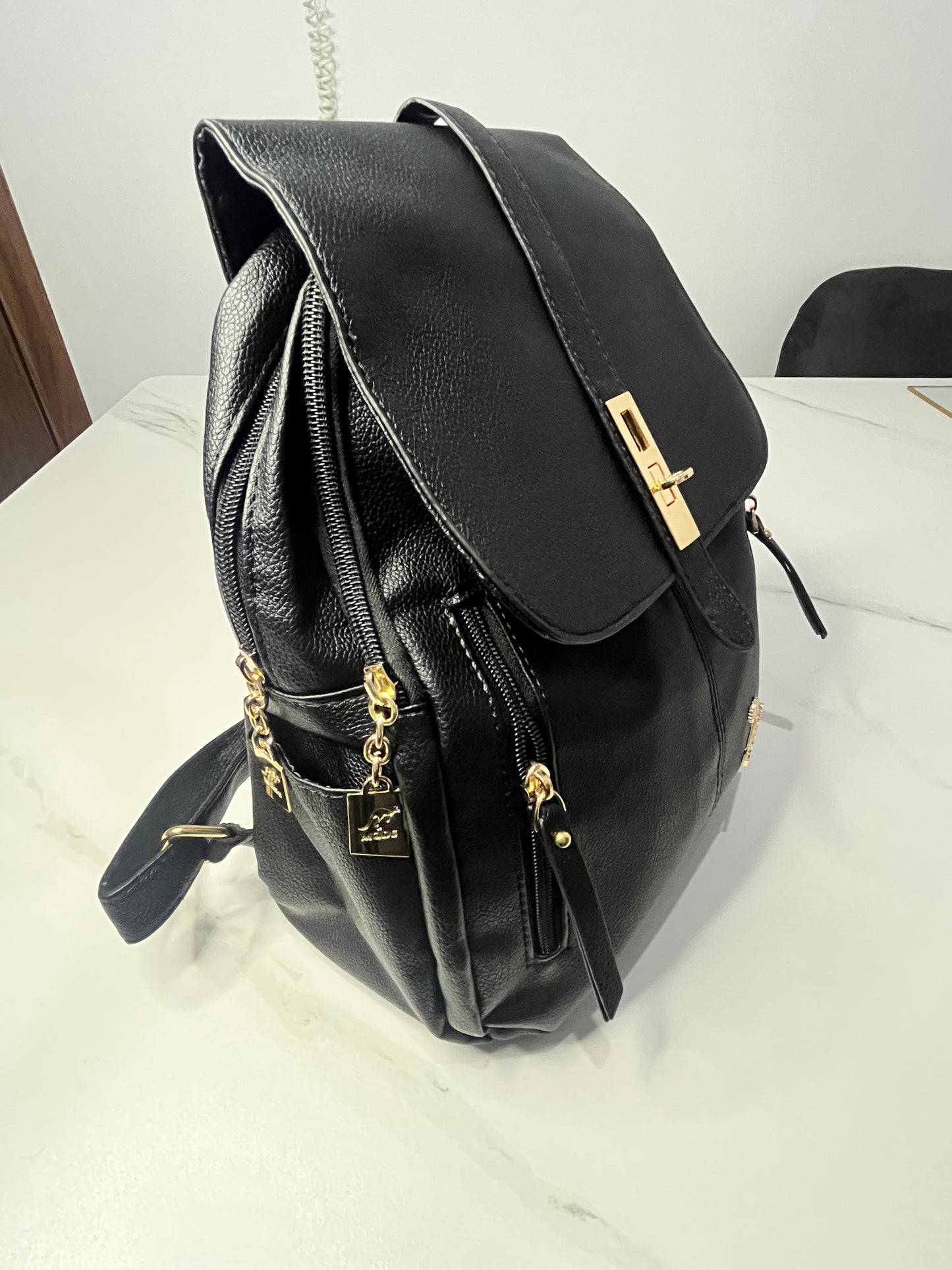 Women's Backpack Large Versatile Casual for Short Trips, Business PU Leather Black