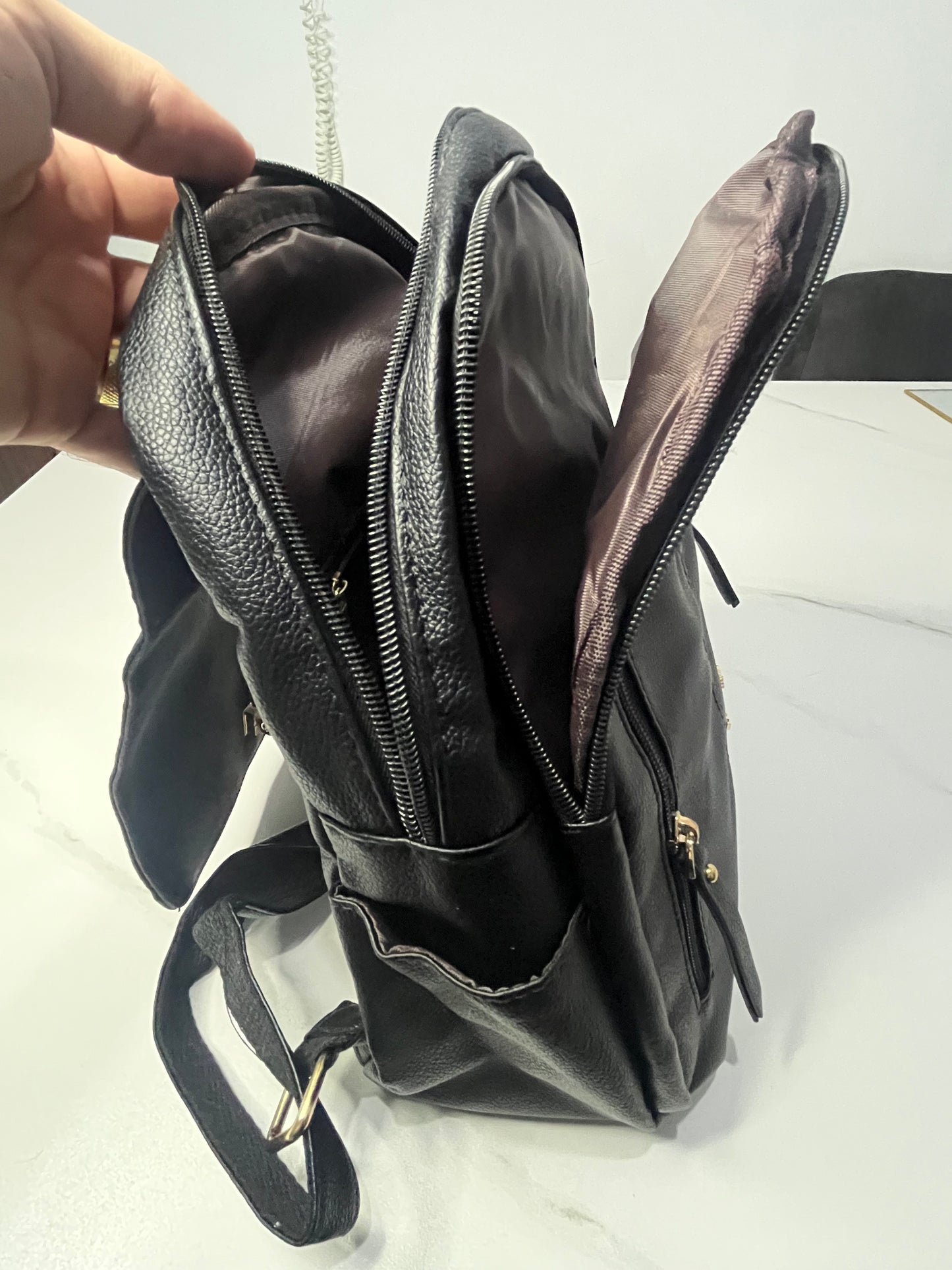 Women's Backpack Large Versatile Casual for Short Trips, Business PU Leather Black