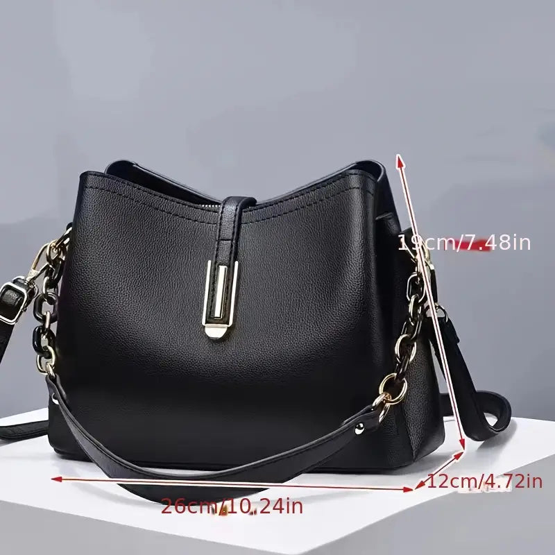 Women's Crossbody Bag Shoulder Handbag PU Leather Black